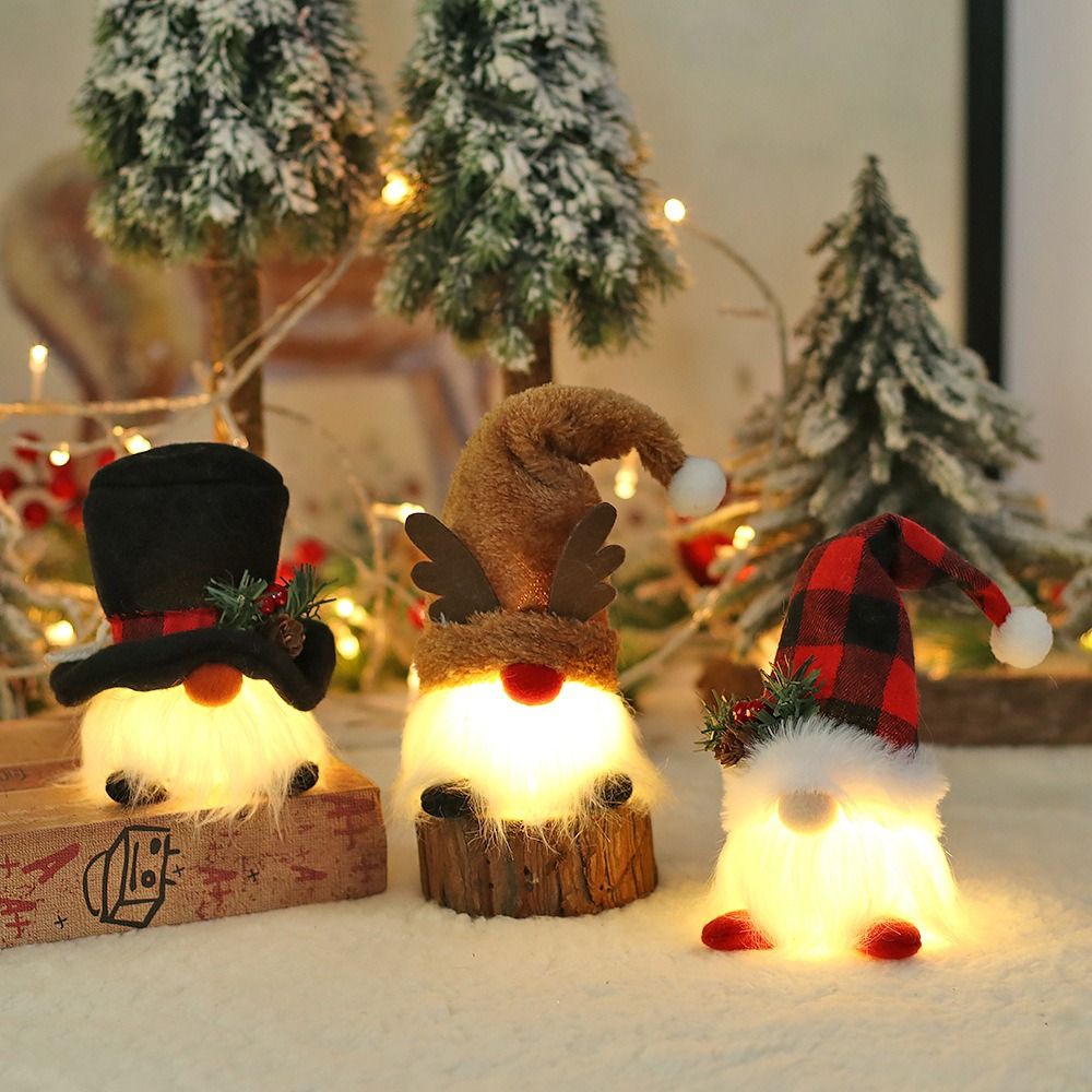 Plush Merry Christmas Gnome Doll, LED Light Elf Santa, Snowman Deer, Faceless Gnomes, Xmas Party Supplies, Home Decor