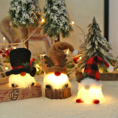 Plush Merry Christmas Gnome Doll, LED Light Elf Santa, Snowman Deer, Faceless Gnomes, Xmas Party Supplies, Home Decor