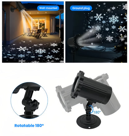 Outdoor Snowflake LED Lamp with Remote Control, Garden Lawn Christmas Decoration, Holiday Projection Pattern Light