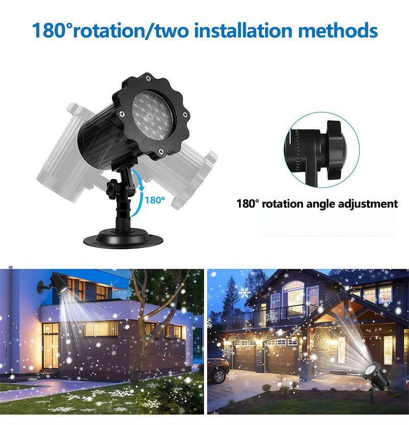 Outdoor Snowflake LED Lamp with Remote Control, Garden Lawn Christmas Decoration, Holiday Projection Pattern Light