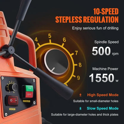 Magnetic Drill Portable Electric Mag Drill Press Boring Diameter  RPM Variable Speed Drilling Machi 2