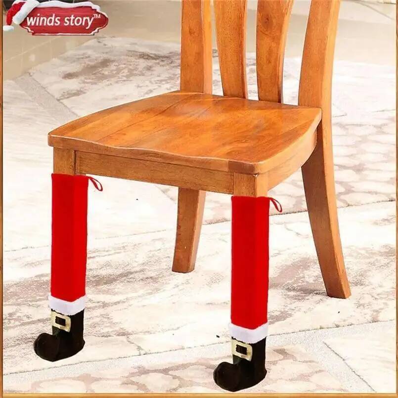 Christmas Decorations Dining Chair Cover Table Feet Protector Christmas Table Foot Socks Home Party 2