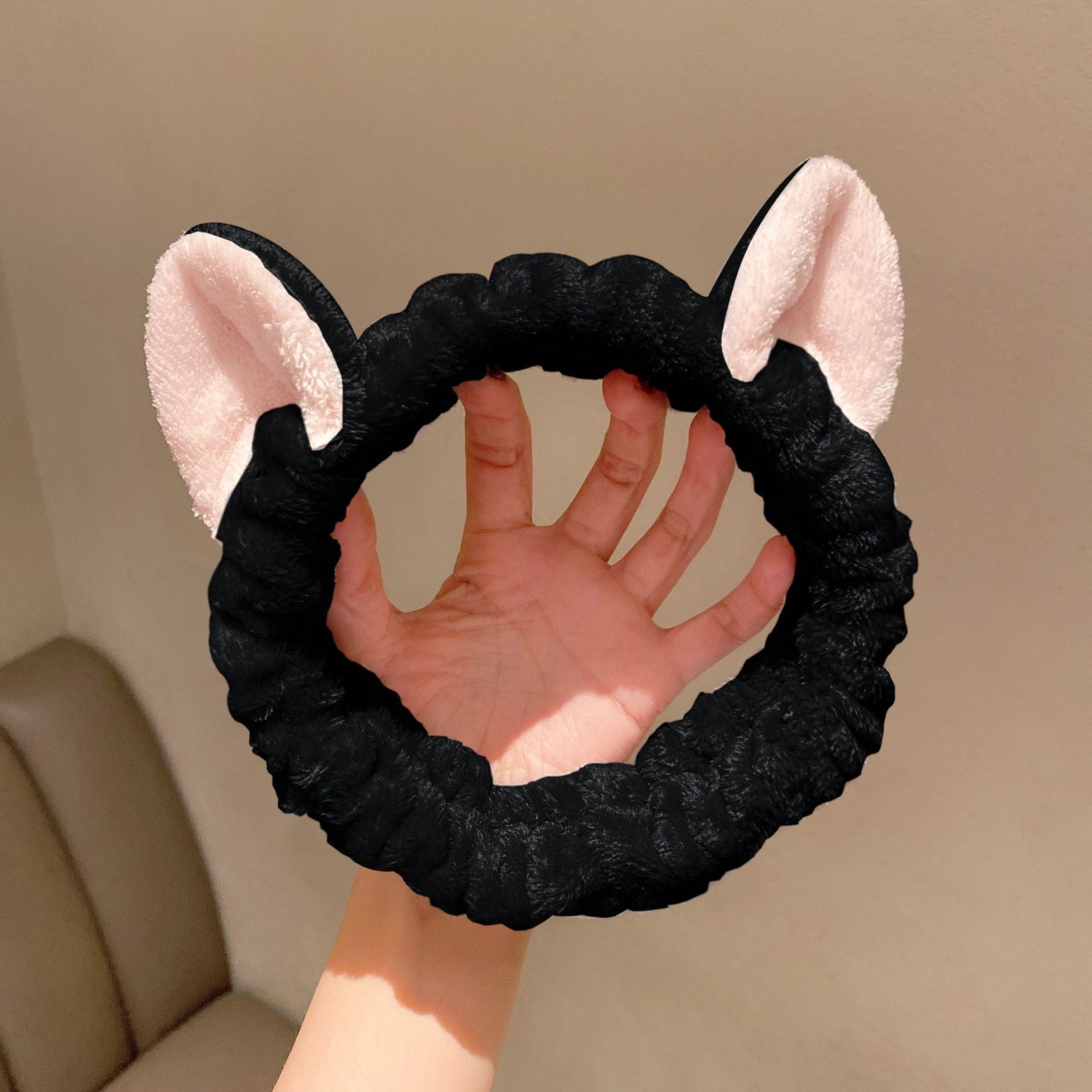 Cute Soft Hair Bow Headband Coral Plush Hairband Cat Makeup Wash Face Bandage For Girls 5