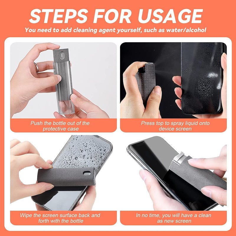 Microfiber Screen Cleaner Spray Bottle, Mobile Phone, Tablet, Computer, Microfiber Cloth Cleaning Wipes