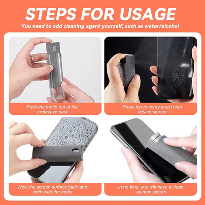 Microfiber Screen Cleaner Spray Bottle, Mobile Phone, Tablet, Computer, Microfiber Cloth Cleaning Wipes