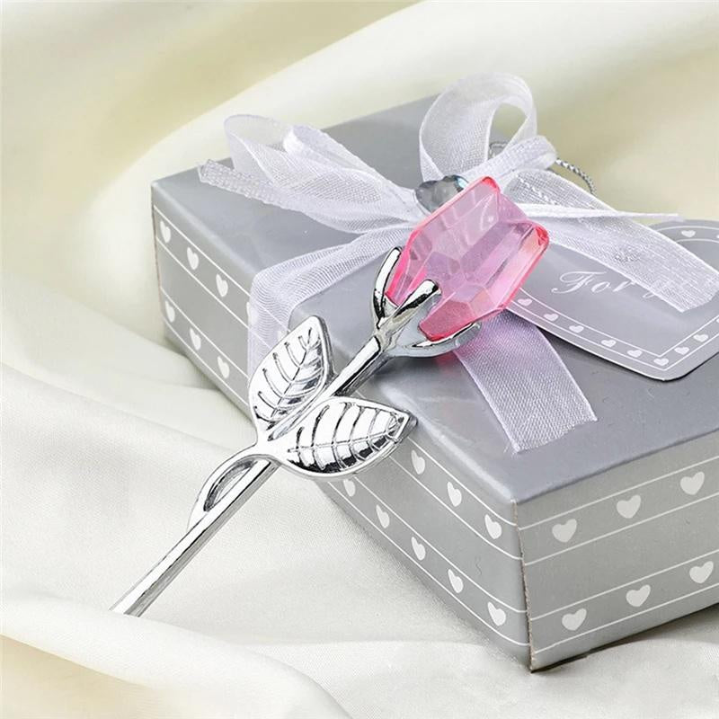 Crystal Glass Rose Flower Figurine Elegant Colors Ornament Valentine Gift Romantic Home And Wedding 2