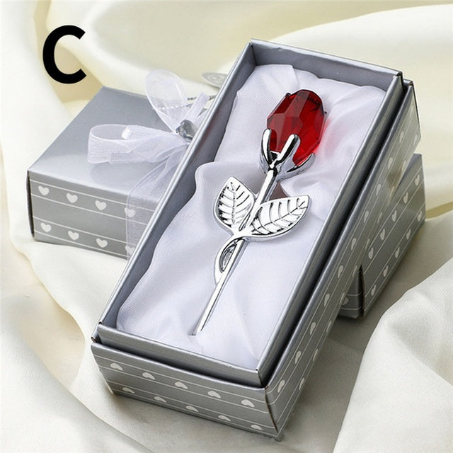 Crystal Glass Rose Flower Figurine Elegant Colors Ornament Valentine Gift Romantic Home And Wedding 7