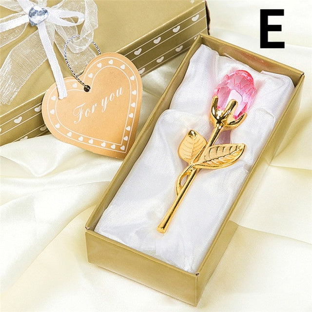 Crystal Glass Rose Flower Figurine Elegant Colors Ornament Valentine Gift Romantic Home And Wedding 9