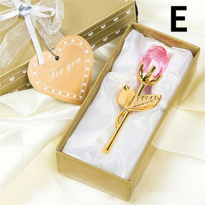 Crystal Glass Rose Flower Figurine Elegant Colors Ornament Valentine Gift Romantic Home And Wedding 9