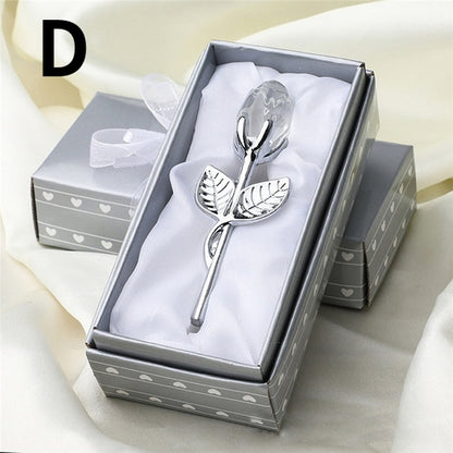 Crystal Glass Rose Flower Figurine Elegant Colors Ornament Valentine Gift Romantic Home And Wedding 10