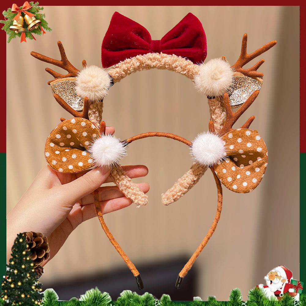 Cute Girls Christmas Antler Hairband, Holiday Party Bow Headband, Ideal Festive Gift Accessory for Kids
