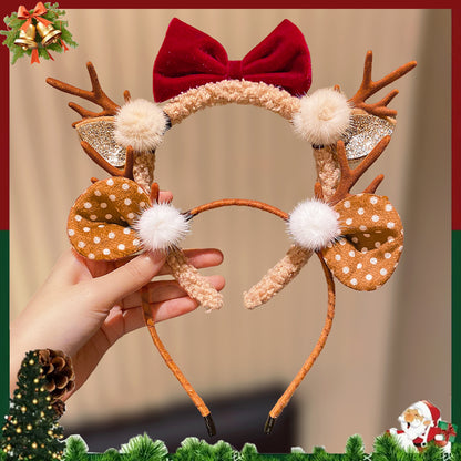 Cute Girls Christmas Antler Hairband, Holiday Party Bow Headband, Ideal Festive Gift Accessory for Kids