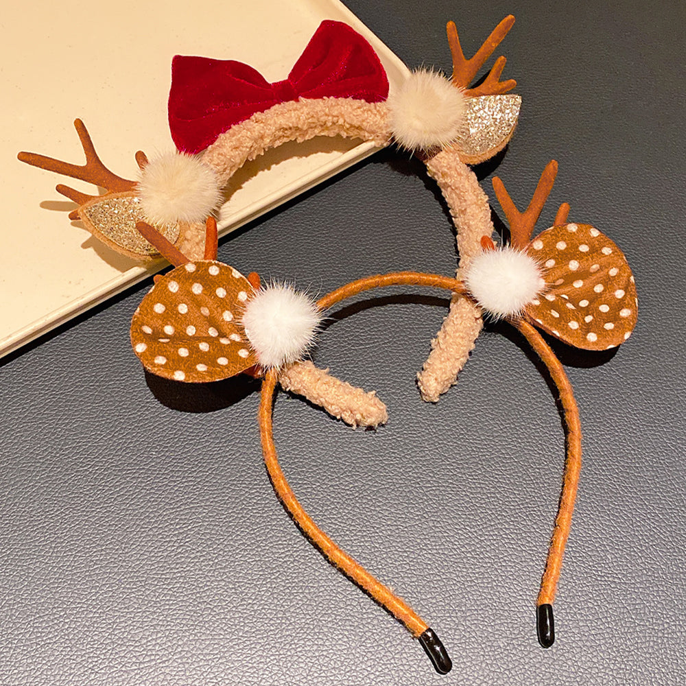 Cute Girls Christmas Antler Hairband Holiday Party Bow Headband Ideal Festive Gift Accessory For Ki 3