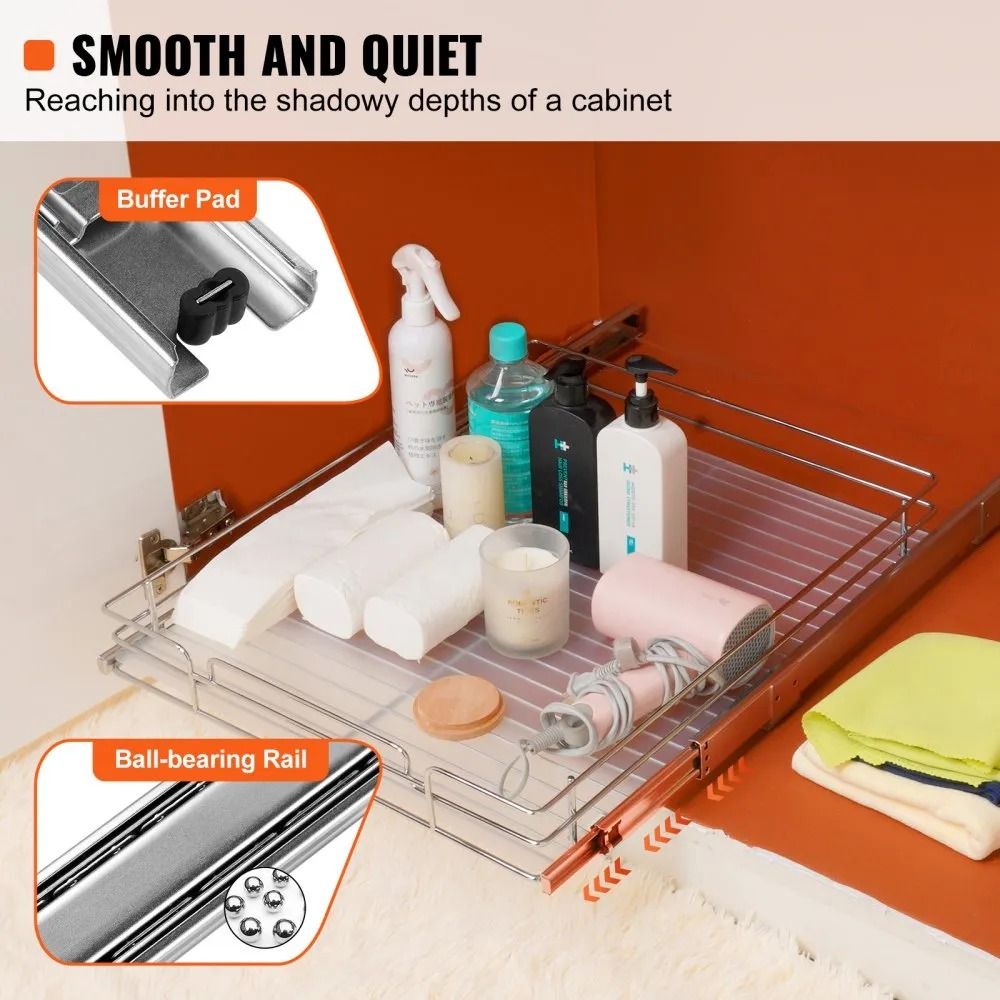 Cabinet Organizer Steel Roll Out Drawers Heavy Duty Slide Out Pantry Shelves Sliding Drawer Storage