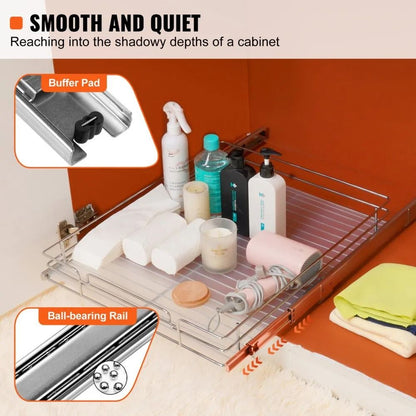 Cabinet Organizer Steel Roll Out Drawers Heavy Duty Slide Out Pantry Shelves Sliding Drawer Storage