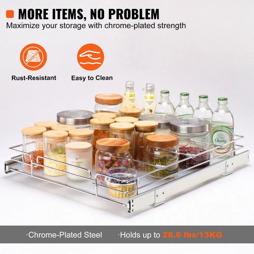 Cabinet Organizer Steel Roll Out Drawers Heavy Duty Slide Out Pantry Shelves Sliding Drawer Storage