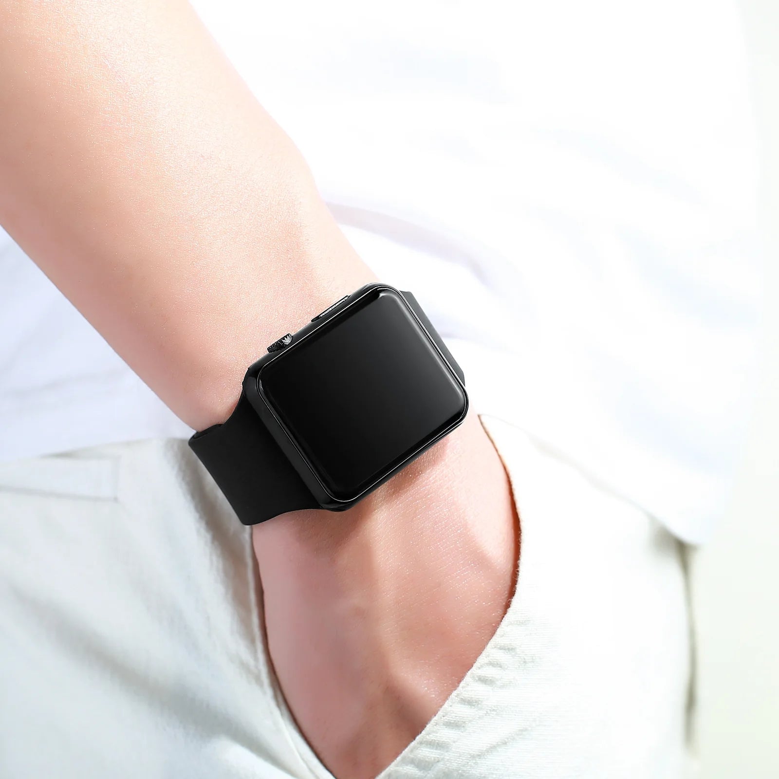 Simple Digital Watch, LED Electronic Watch, Fashion Sport Watch, Black Silicone Wristband, Casual Mens Watch