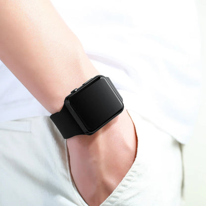 Simple Digital Watch, LED Electronic Watch, Fashion Sport Watch, Black Silicone Wristband, Casual Mens Watch