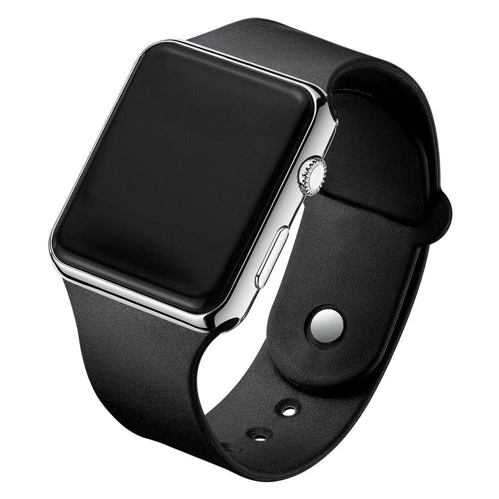 Simple Digital Watch, LED Electronic Watch, Fashion Sport Watch, Black Silicone Wristband, Casual Mens Watch