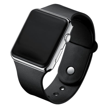 Simple Digital Watch, LED Electronic Watch, Fashion Sport Watch, Black Silicone Wristband, Casual Mens Watch