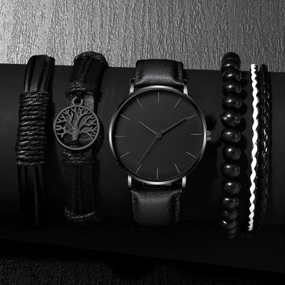 Fashion Mens Quartz Wristwatch, Luxury Leather Bracelet, Casual Business Watch
