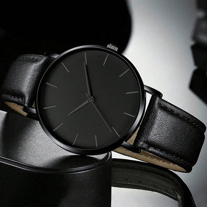Fashion Mens Quartz Wristwatch, Luxury Leather Bracelet, Casual Business Watch