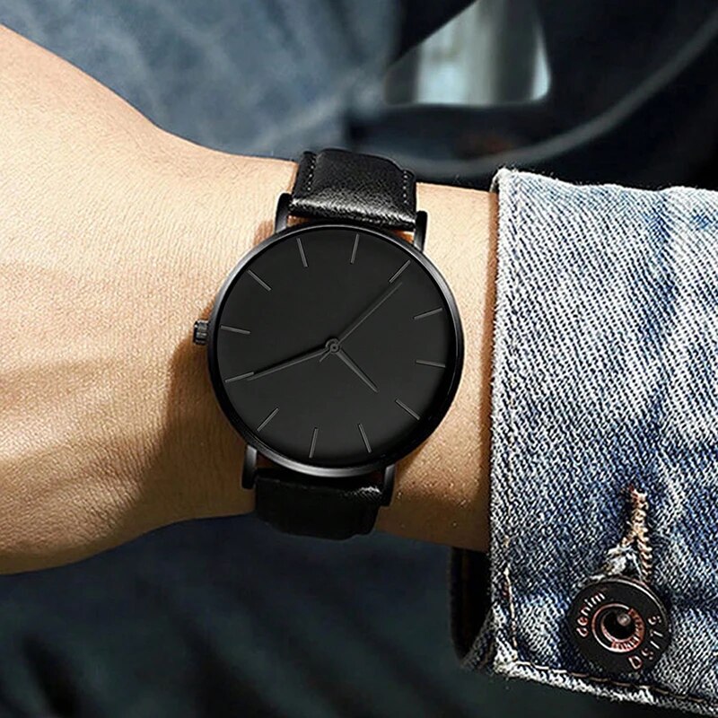 Fashion Mens Quartz Wristwatch, Luxury Leather Bracelet, Casual Business Watch