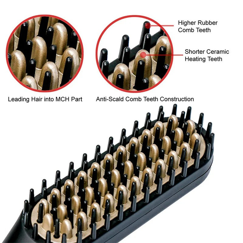 Professional Hair Straightener Comb Brush, Beard Hair Straightening Comb, Fast Heating Multifunctional Hair Curler Style