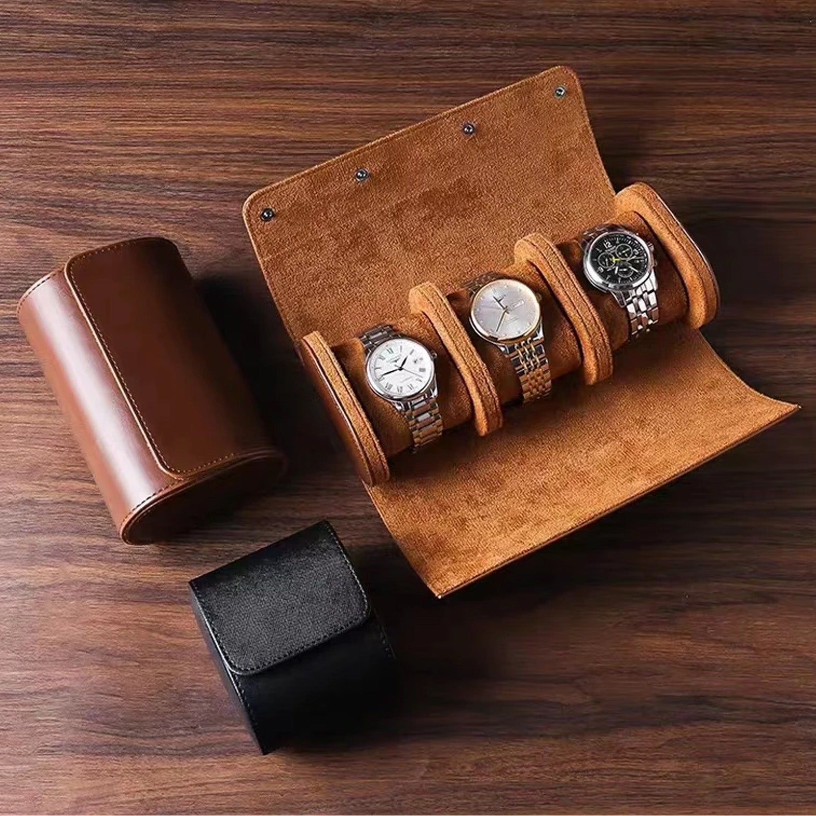 Watch Roll Travel Case, Watch Storage, Secure Organiser with Removable Pillows, Solid Watch Holder