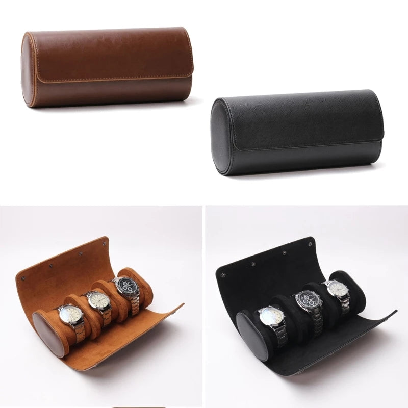 Watch Roll Travel Case, Watch Storage, Secure Organiser with Removable Pillows, Solid Watch Holder