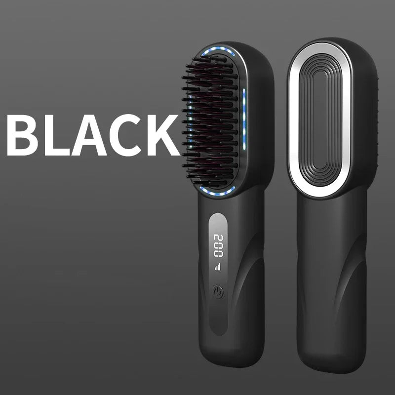 Wireless Hair Comb Heating Brush Negative Ion Straight Curling Hair Care Rechargeable AntiScalding  6