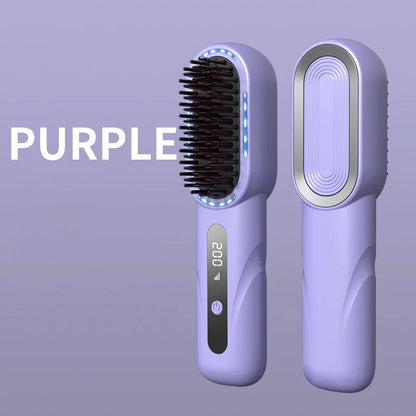 Wireless Hair Comb Heating Brush Negative Ion Straight Curling Hair Care Rechargeable AntiScalding  7