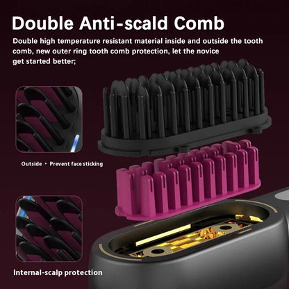 Wireless Hair Comb Heating Brush Negative Ion Straight Curling Hair Care Rechargeable AntiScalding  5