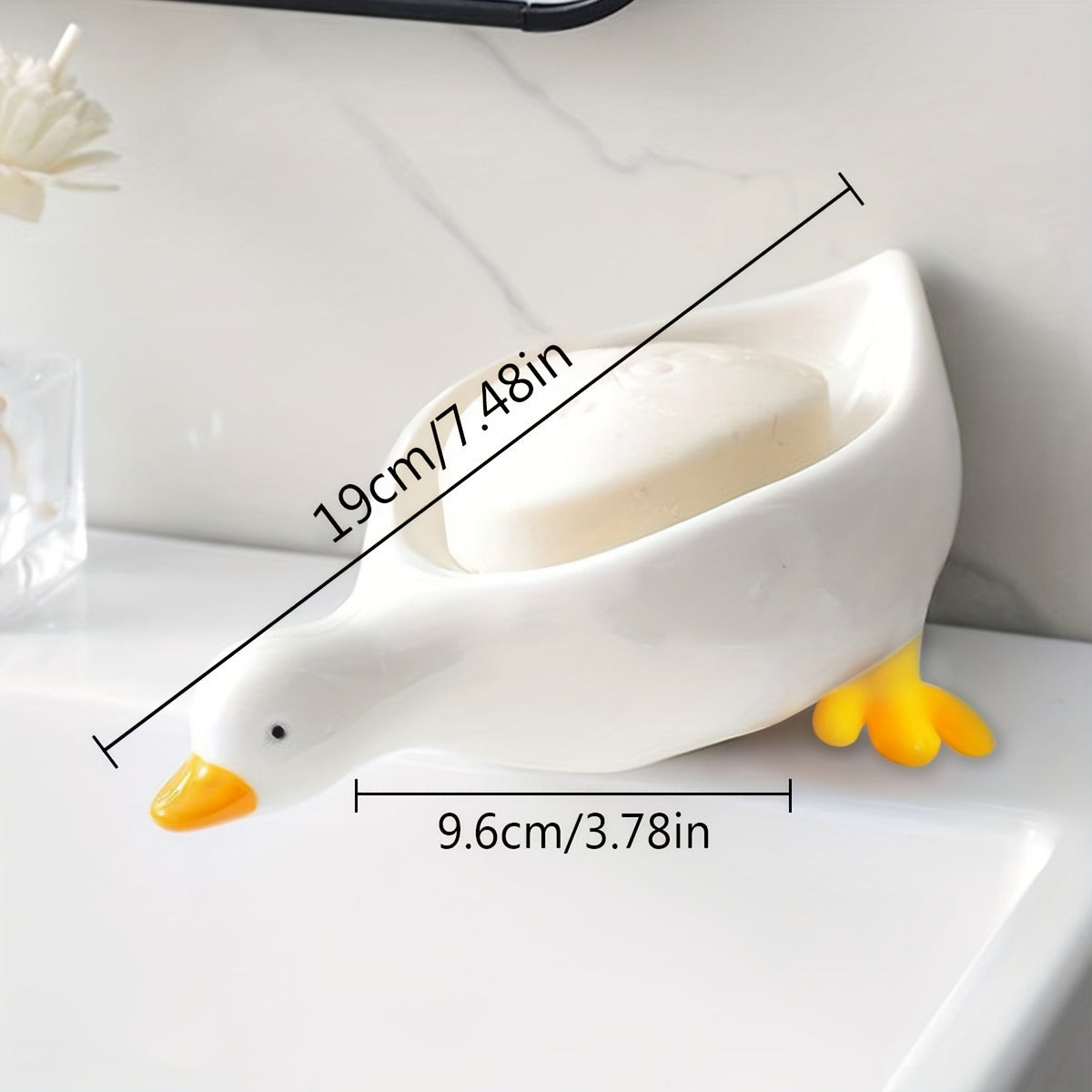 Plastic Drain Tray Cute Duck Shaped Soap Dish Multifunctional Storage Rack Self Draining Holder Bat 3