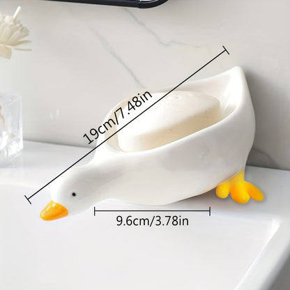 Plastic Drain Tray Cute Duck Shaped Soap Dish Multifunctional Storage Rack Self Draining Holder Bat 3