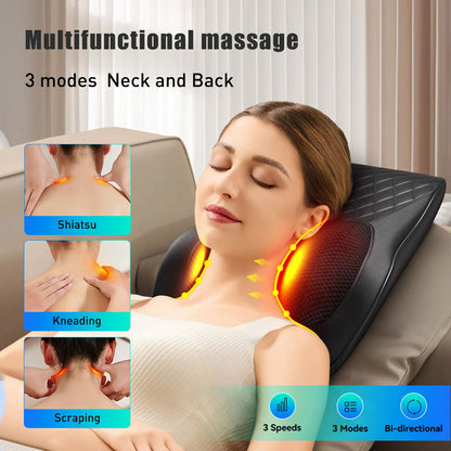 Vibration Heating Neck Pillow Massager, 3 Speed Adjustment, Massage Machine, Shoulder Neck Back Relaxation