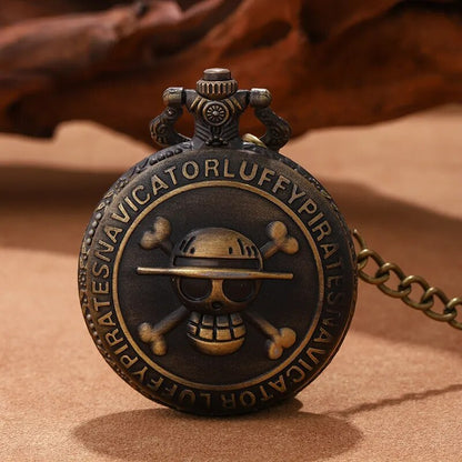 Pirate Captain Quartz Pocket Watch, Double Knife Necklace, Pendant Bracelet Gift for Men, Vintage Clock