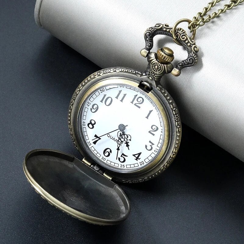 Pirate Captain Quartz Pocket Watch, Double Knife Necklace, Pendant Bracelet Gift for Men, Vintage Clock