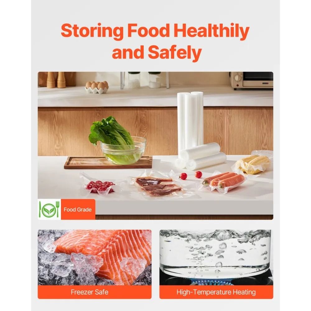 Customizable Food Saver Bags Non BPA Vacuum Sealer Rolls Food Grade Seal A Meal Freezer Storage Vac 4