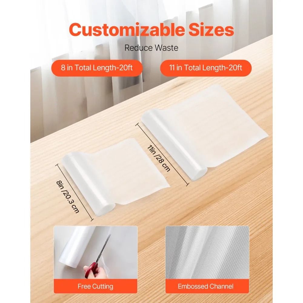 Customizable Food Saver Bags Non BPA Vacuum Sealer Rolls Food Grade Seal A Meal Freezer Storage Vac 6