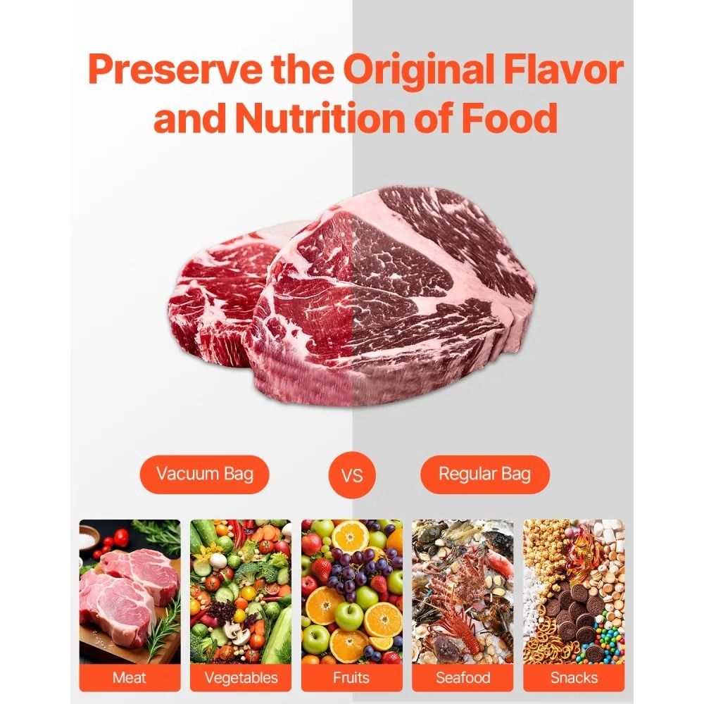 Customizable Food Saver Bags Non BPA Vacuum Sealer Rolls Food Grade Seal A Meal Freezer Storage Vac 1