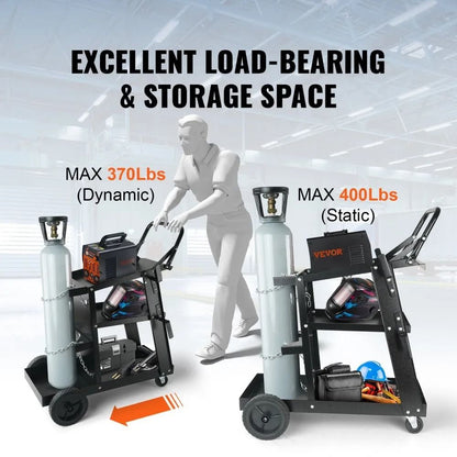 Welding Cart Heavy Duty High Lbs Welder Cart With Swivel Wheels MIG TIG ARC Plasma Cutter Welding M 2