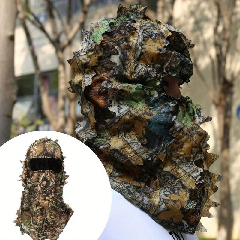 3D Leafy Camouflage Hunting Face Mask for Outdoor Concealment