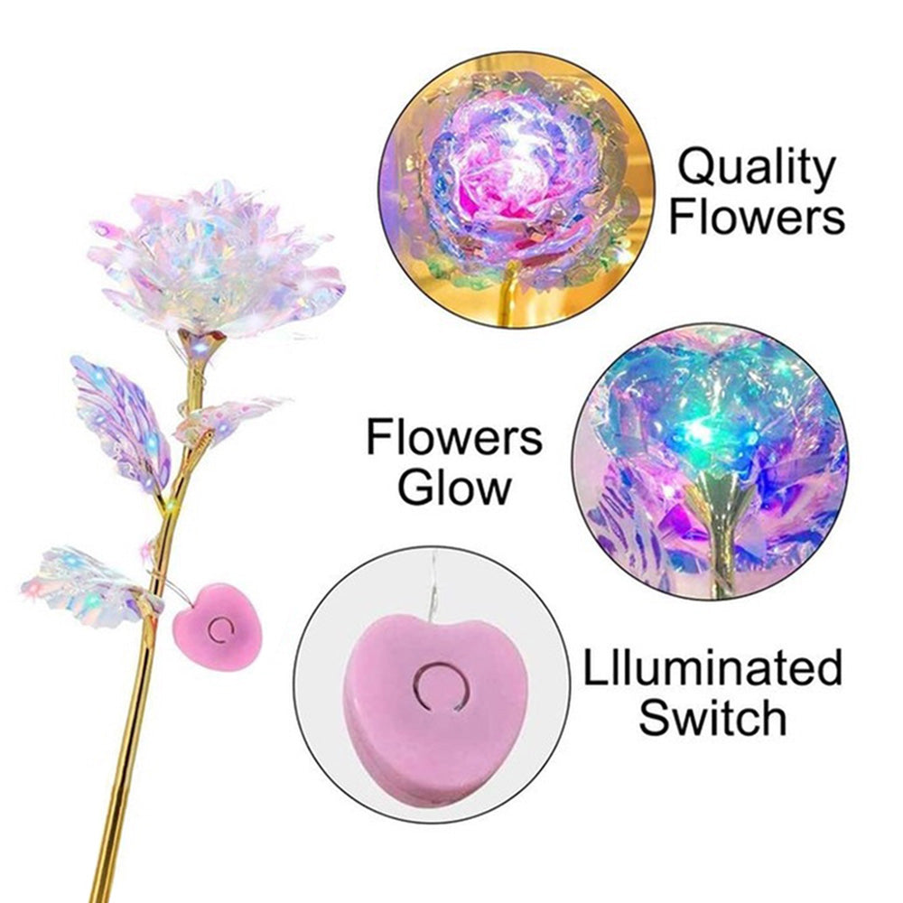 Foil Plated Roses LED Lover Lighting Roses Valentines Day Mothers Day Gift Wedding Decor Artificial 3