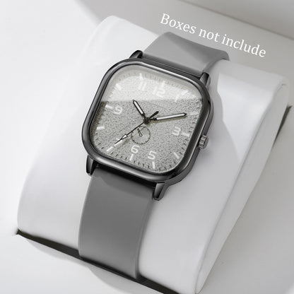 Fashion Square Womens Watch Casual Silicone Strap Quartz Watches Sports Wristwatch For Men Women St 2