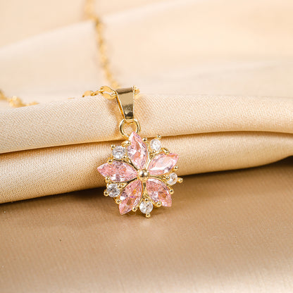 Pink Romantic Cute Necklace Stainless Steel Pendant For Women Korean Fashion Sexy Clavicle Chain Je 4