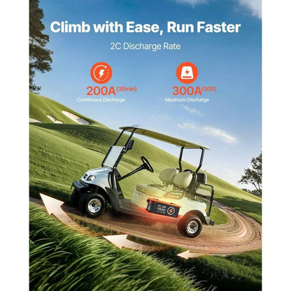 Golf Cart Battery With BMS LiFePO4 Battery Fast Charger Touch Monitor And App Control Plus Cycle 4