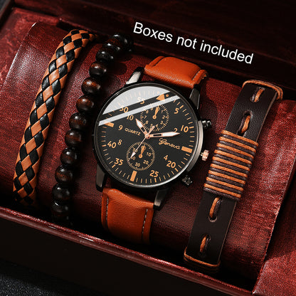 Luxury Hip Hop Mens Watch Sport Wristwatch Fashion Male Clock Bracelet Set 5