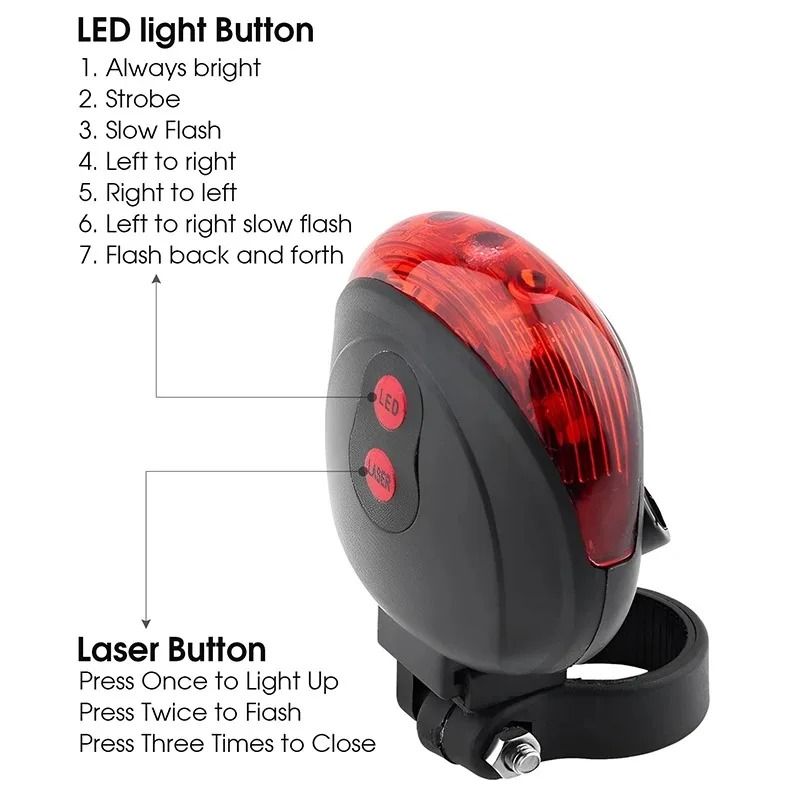 Bicycle LED And Laser Safety Taillight 5
