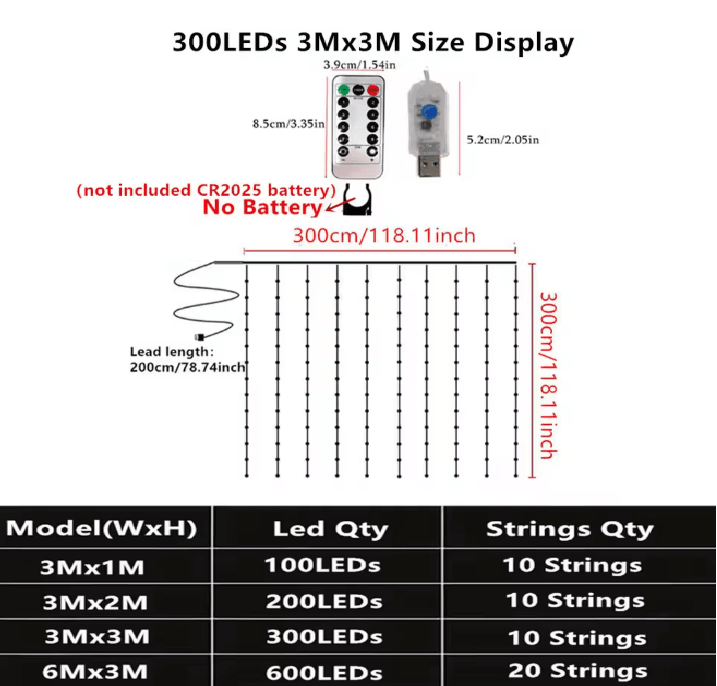 AmbienceCurtain USB LED Curtain Lights 3